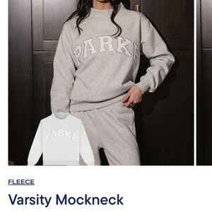 PARKE sport varsity metallic gray mock neck sweatshirt L/XL